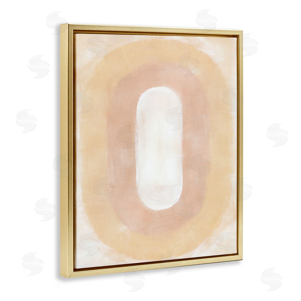 BlursByAI Abstract Geometric Oval Gold Floater Frame Canvas Artside_