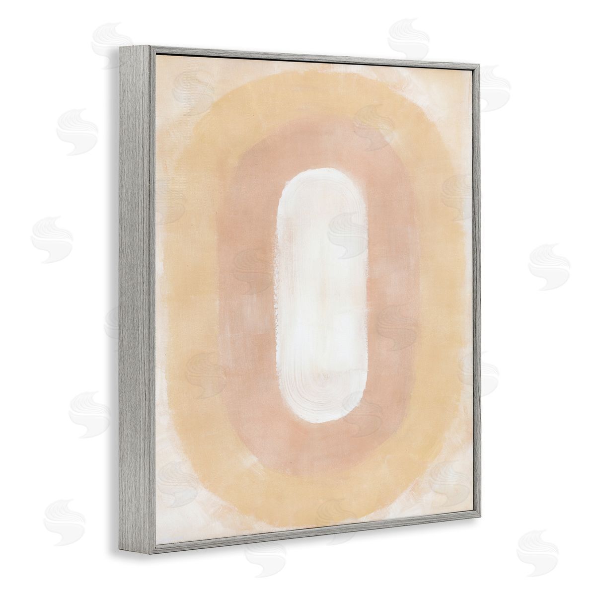 BlursByAI Abstract Geometric Oval Gray Framed Giclee Wall Artside_