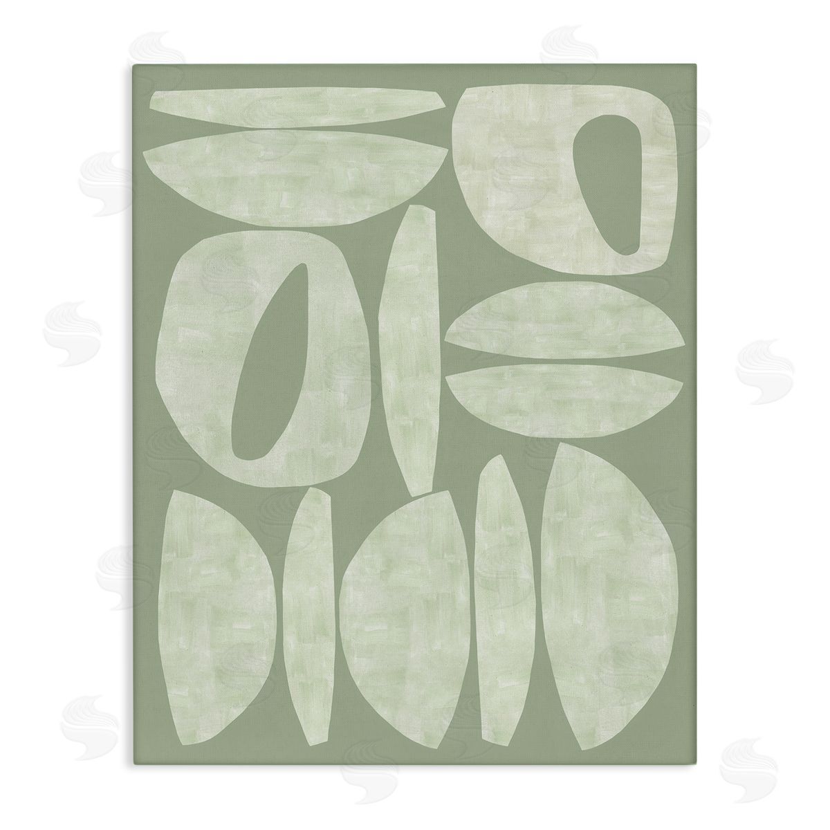Flora Kouta Green Contemporary Shapes Canvas Wall Art