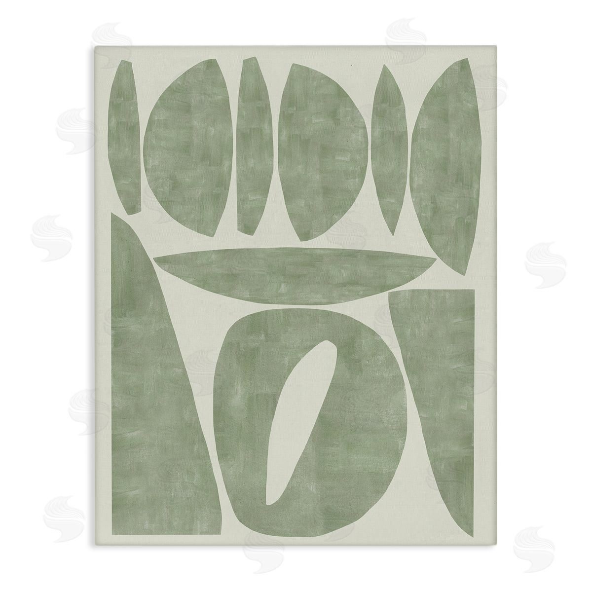 Flora Kouta Modern Green Shapes Canvas Wall Art