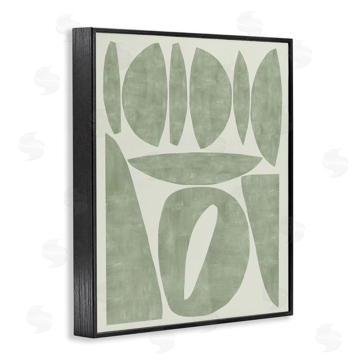 Flora Kouta Modern Green Shapes Black Framed Giclee Wall Artside_