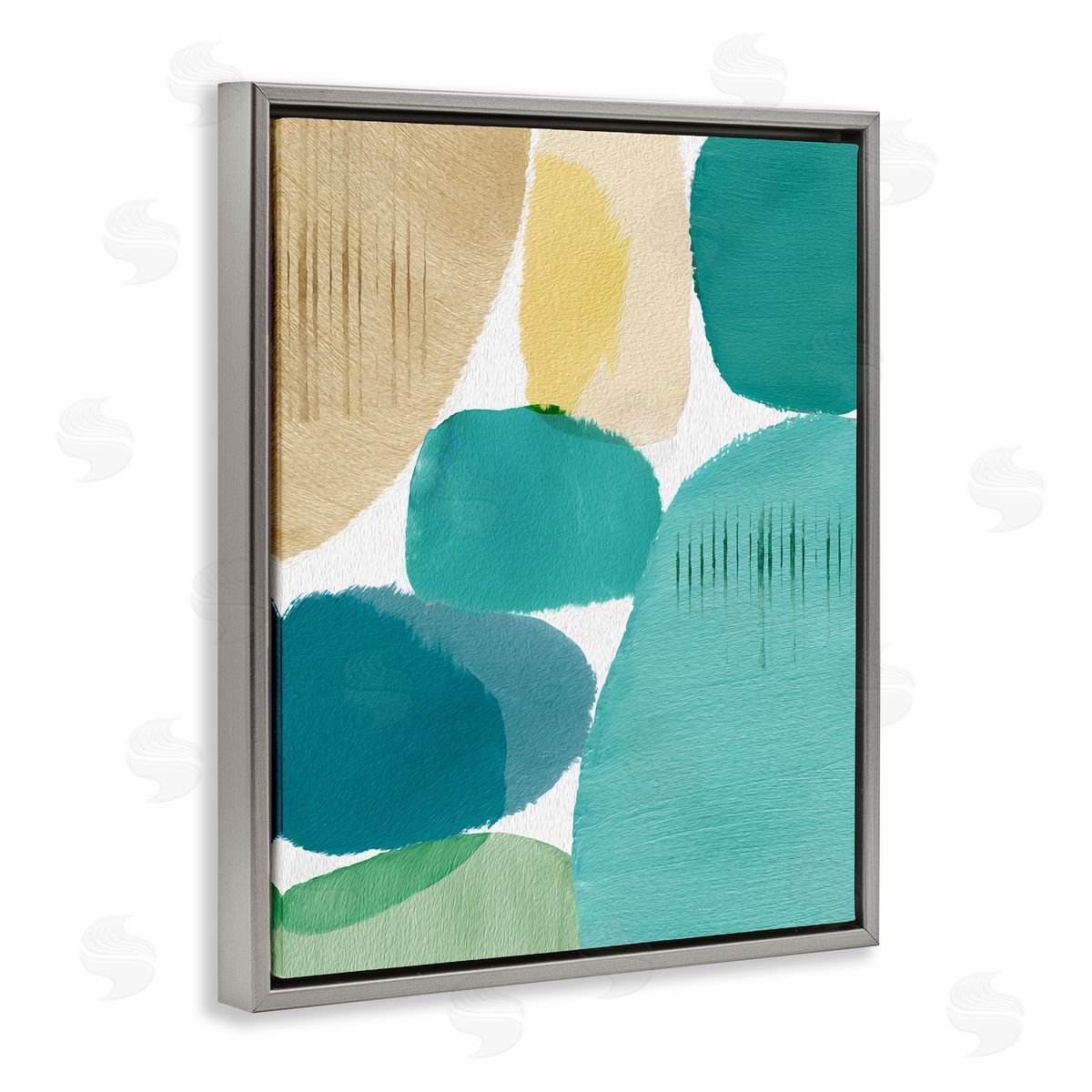 Flora Kouta Contemporary Circles Painting Gray Floater Frame Canvas Artside_