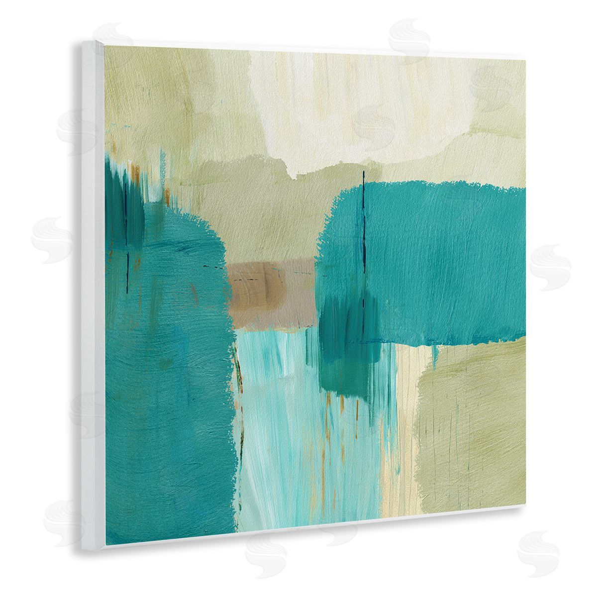 Flora Kouta Turquoise Brush Strokes Wall Plaque Artside_