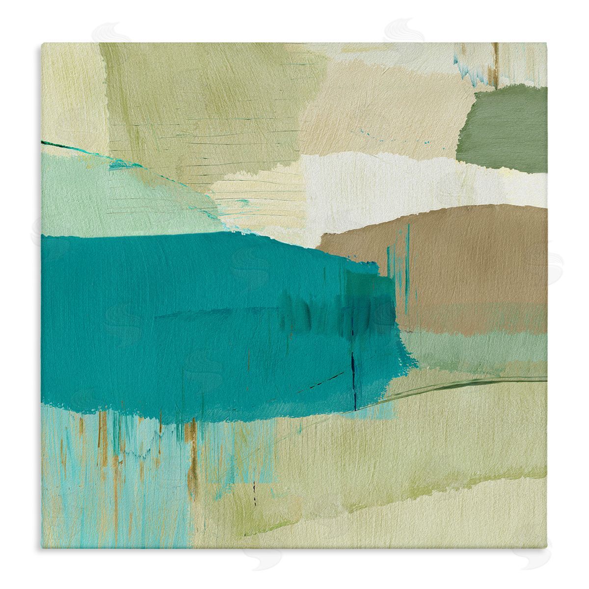 Flora Kouta Green & Blue Abstraction Canvas Wall Art