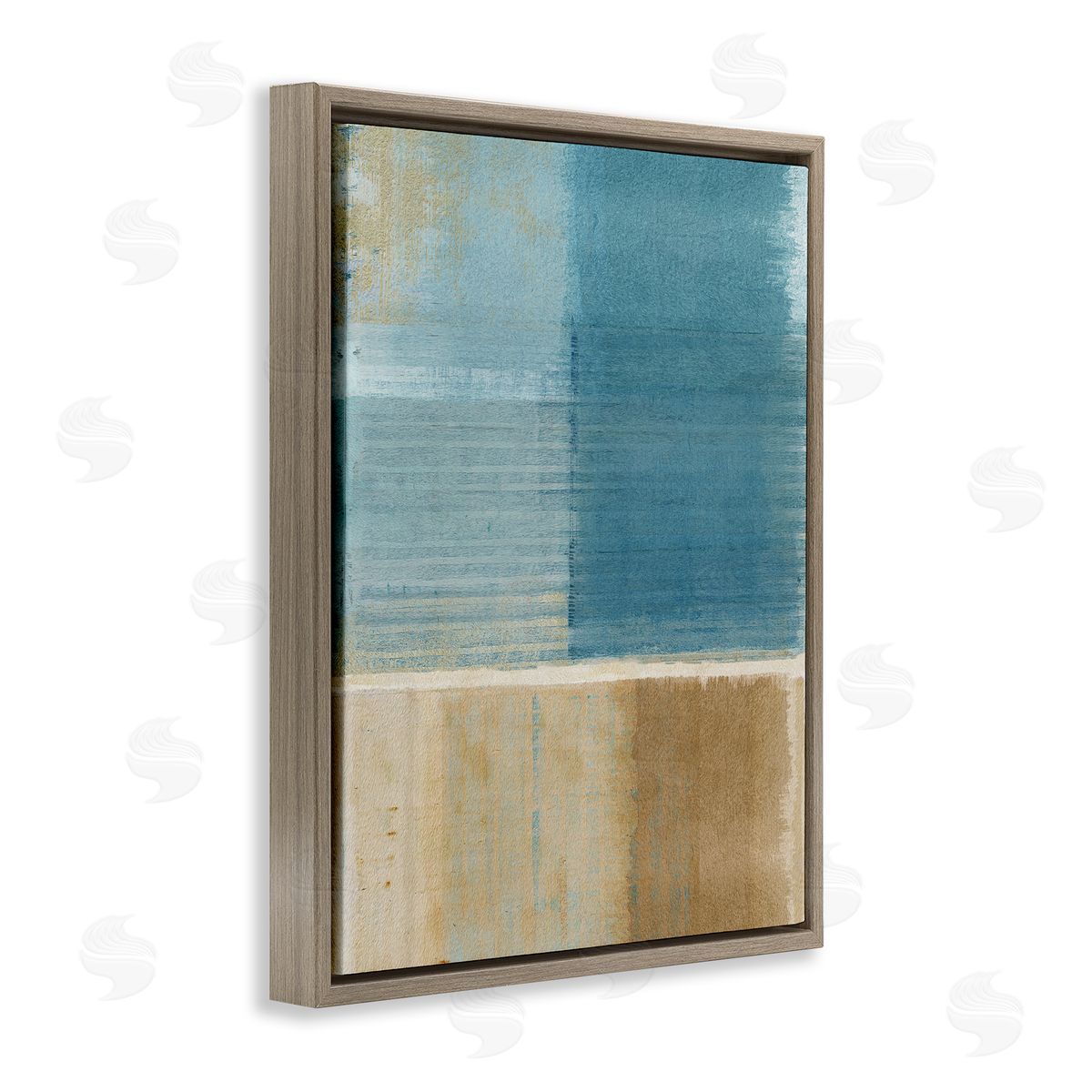 Flora Kouta Blue & Brown Painting Brown Floater Frame Canvas Artside_