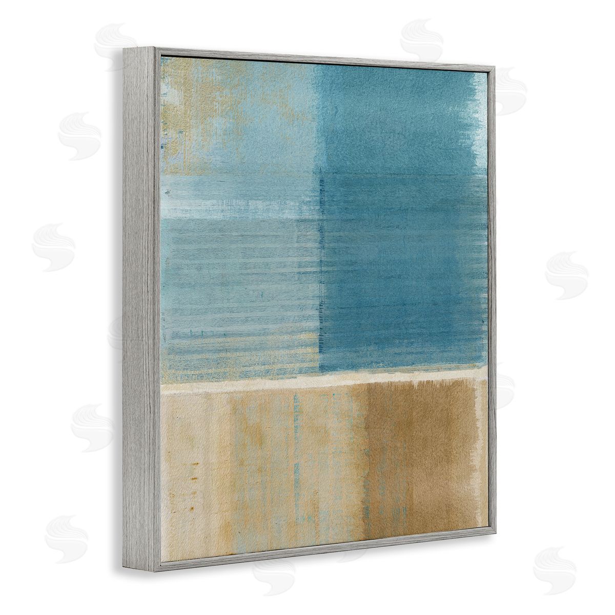 Flora Kouta Blue & Brown Painting Gray Framed Giclee Wall Artside_