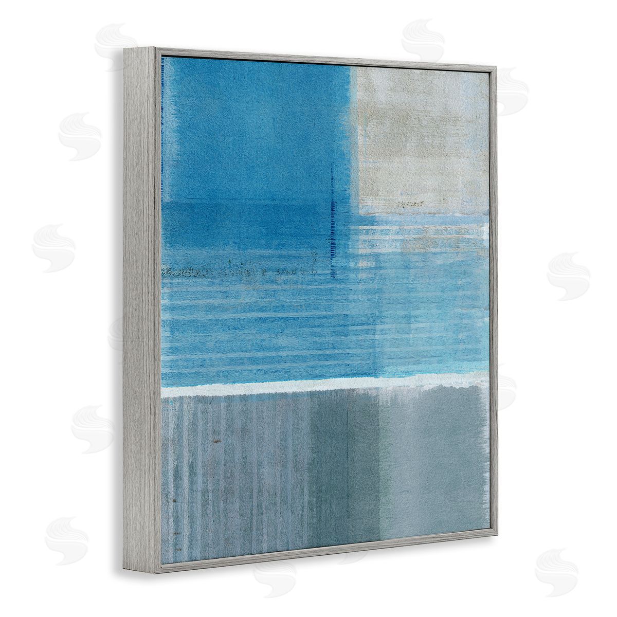 Flora Kouta Grey & Blue Painting Gray Framed Giclee Wall Artside_