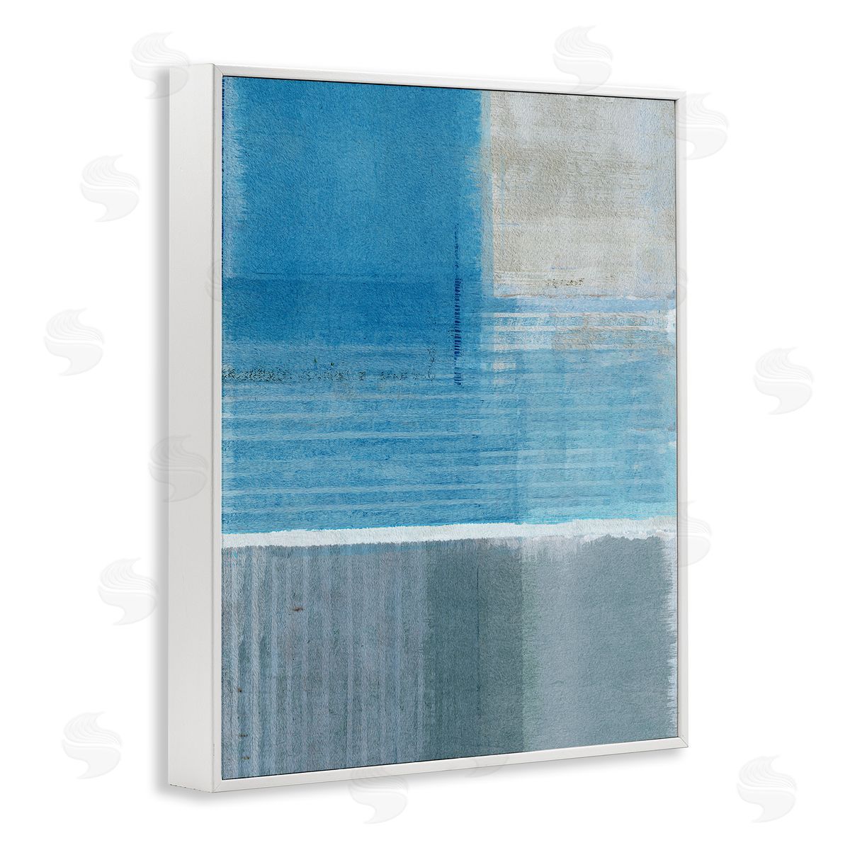 Flora Kouta Grey & Blue Painting White Framed Giclee Wall Artside_