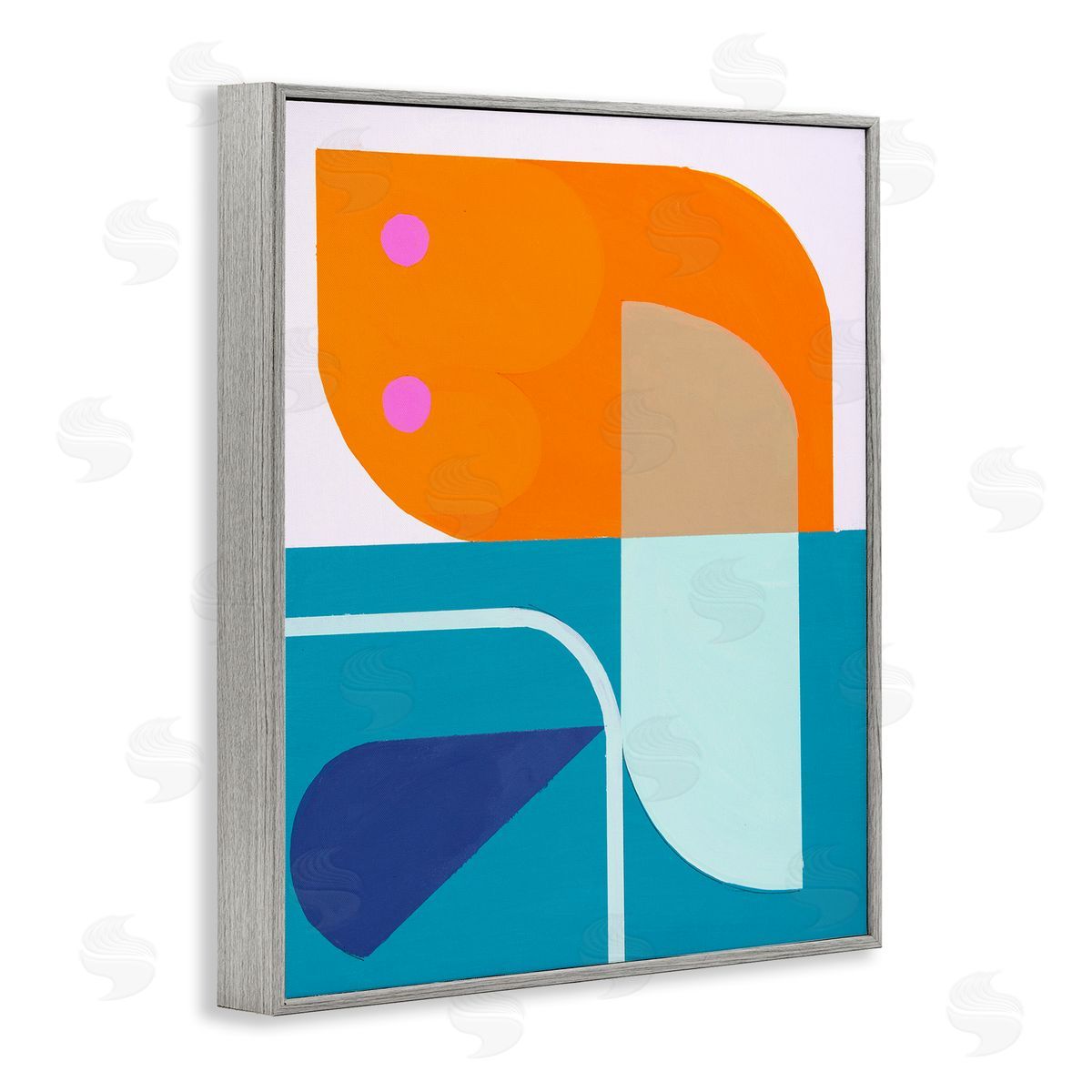 Marion Griese Orange & Blue Contemporary Gray Framed Giclee Wall Artside_