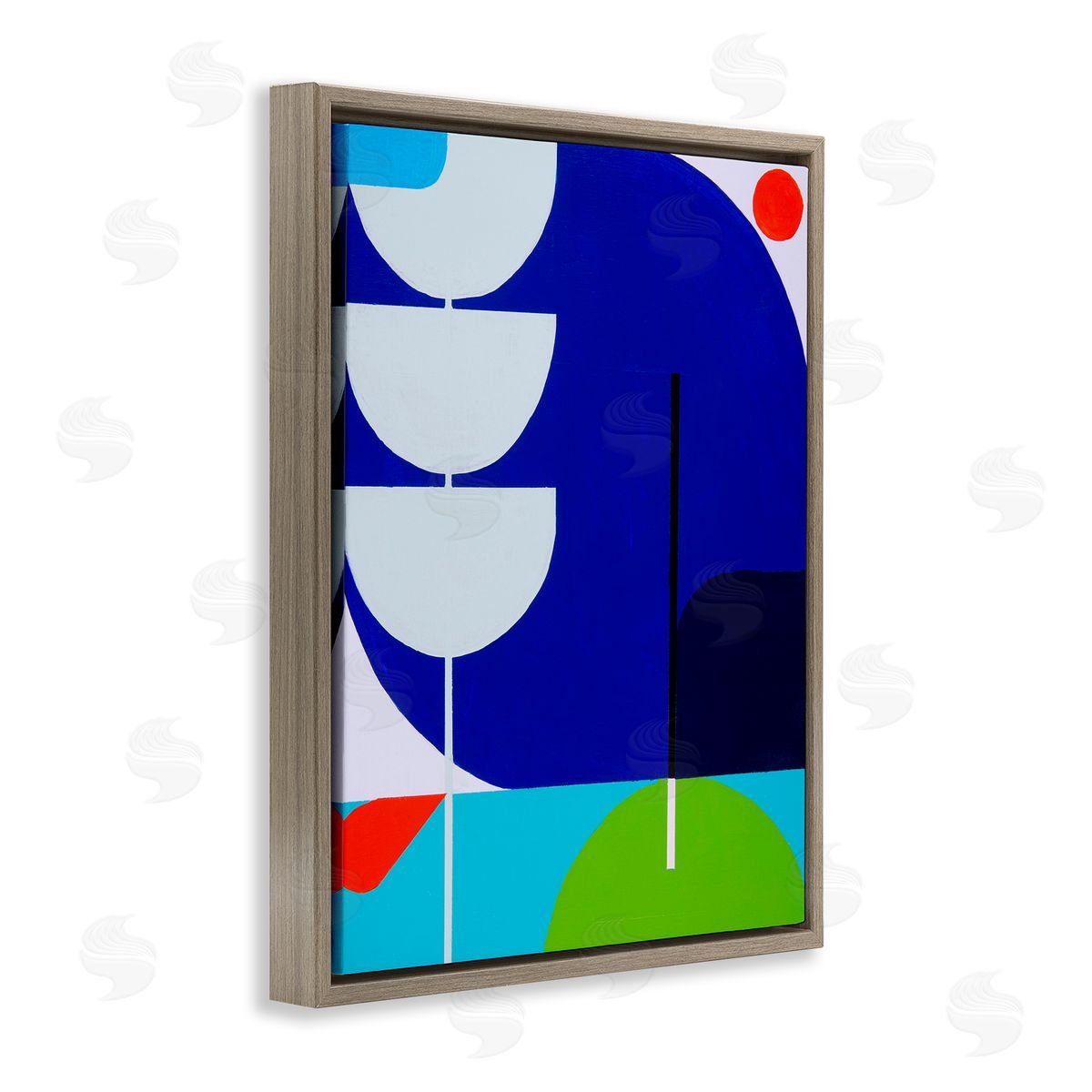 Marion Griese Blue Contemporary Shapes Brown Floater Frame Canvas Artside_