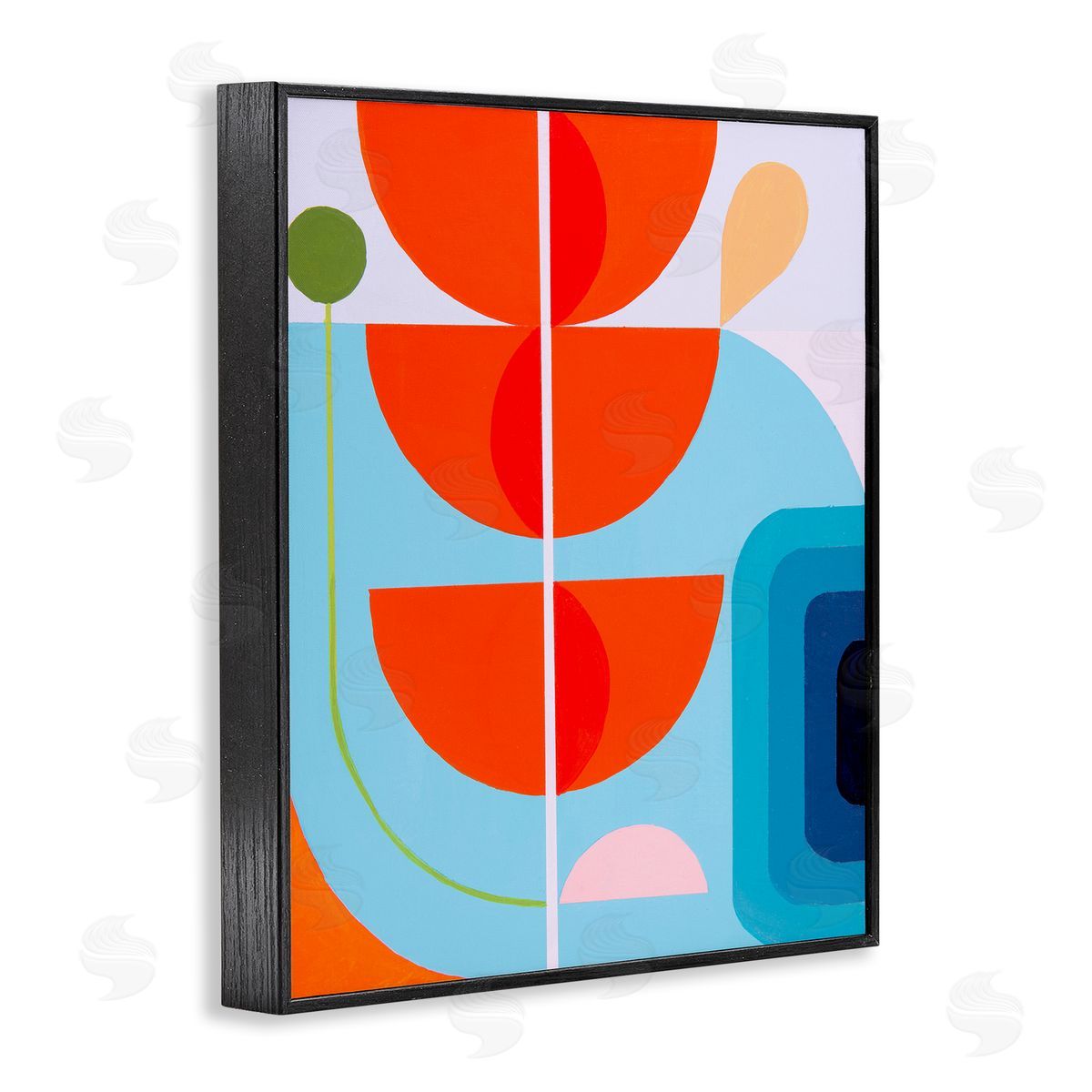 Marion Griese Red & Blue Modern Shapes Black Framed Giclee Wall Artside_