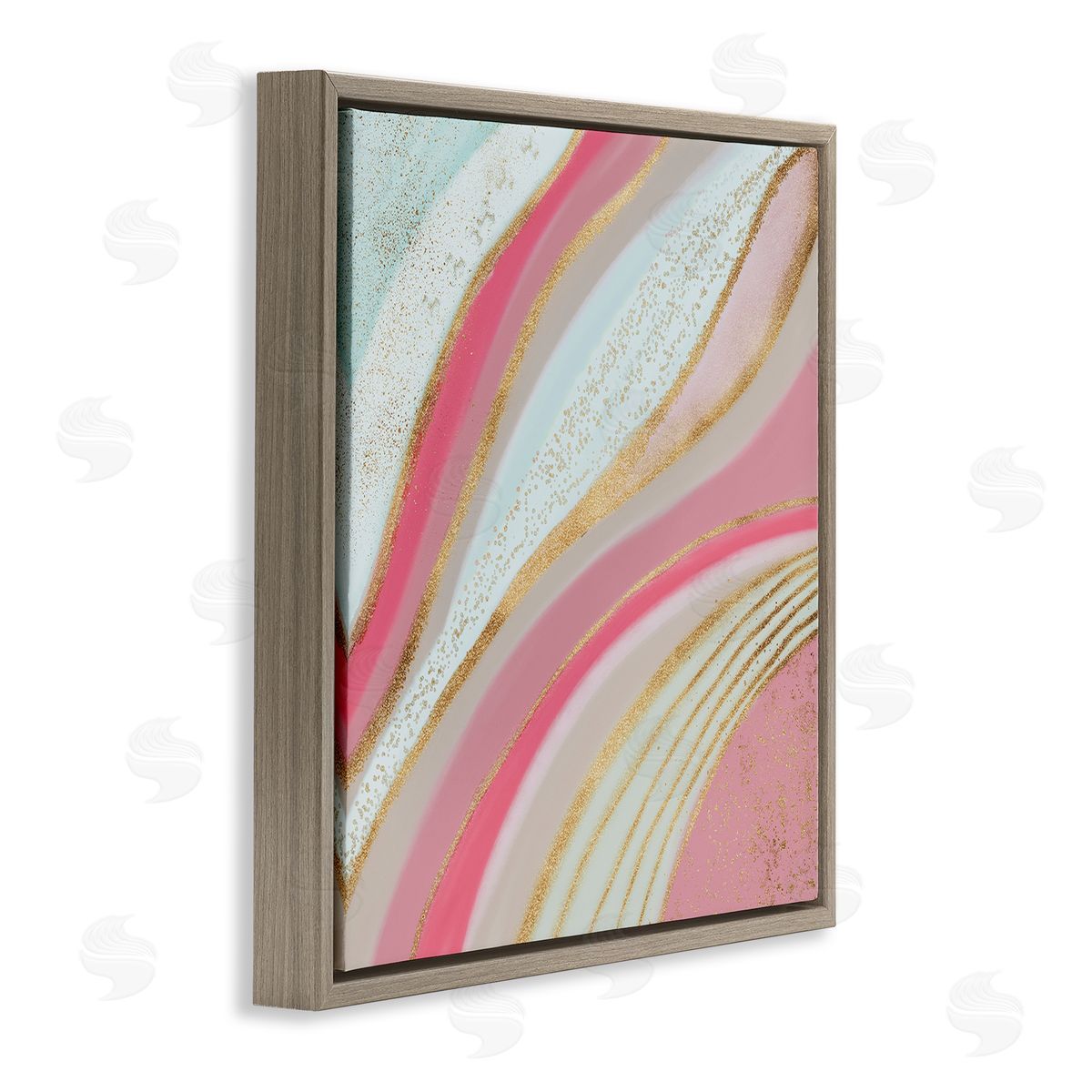 Andrea Haase Pink & Glam Waves Brown Floater Frame Canvas Artside_