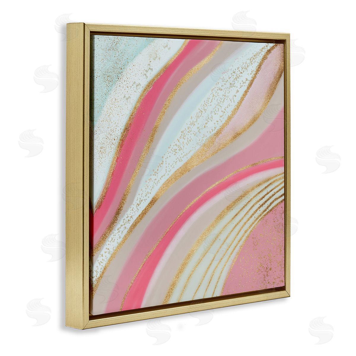Andrea Haase Pink & Glam Waves Gold Floater Frame Canvas Artside_
