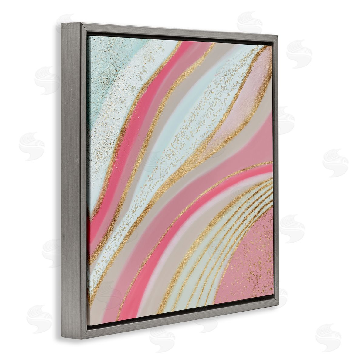 Andrea Haase Pink & Glam Waves Gray Floater Frame Canvas Artside_