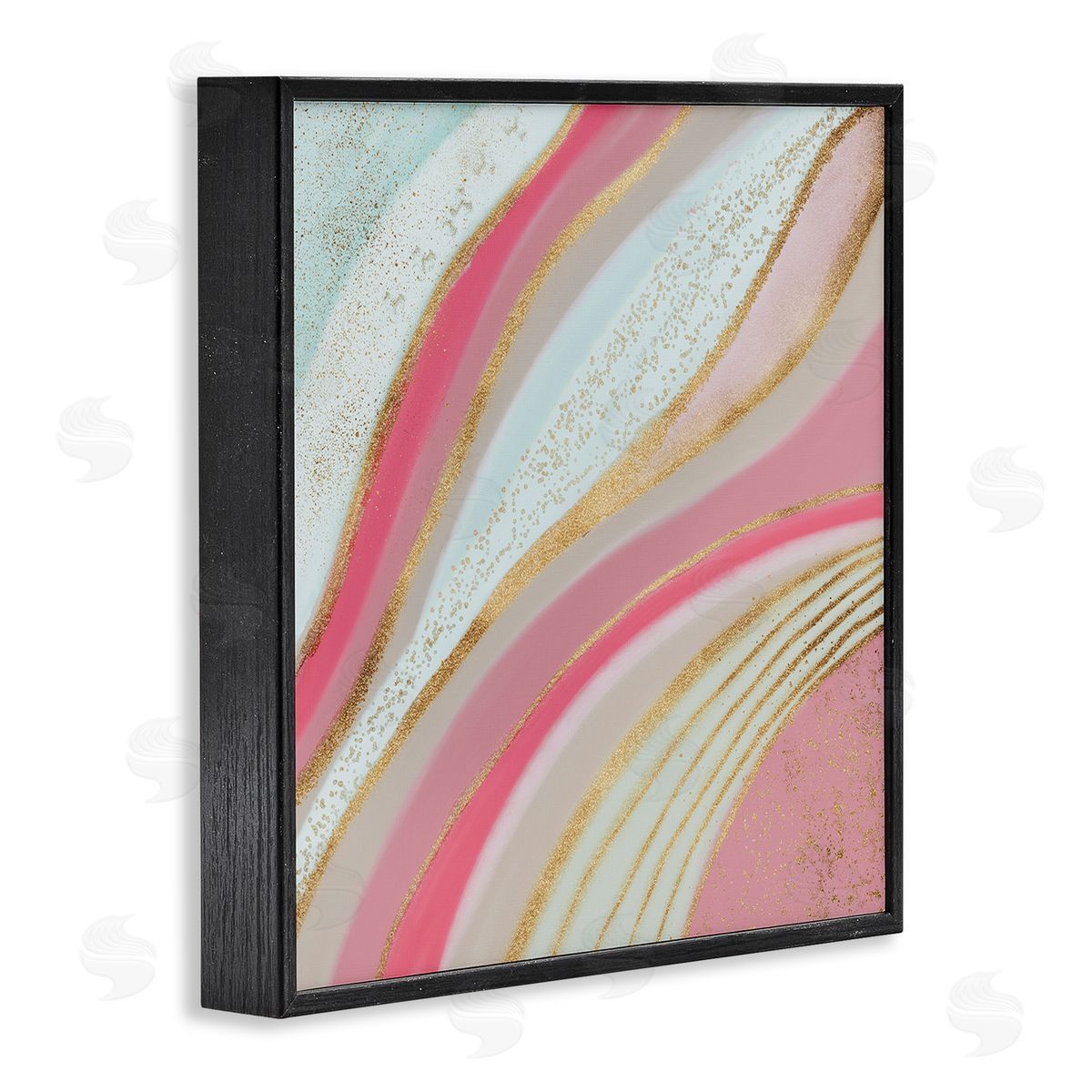 Andrea Haase Pink & Glam Waves Black Framed Giclee Wall Artside_