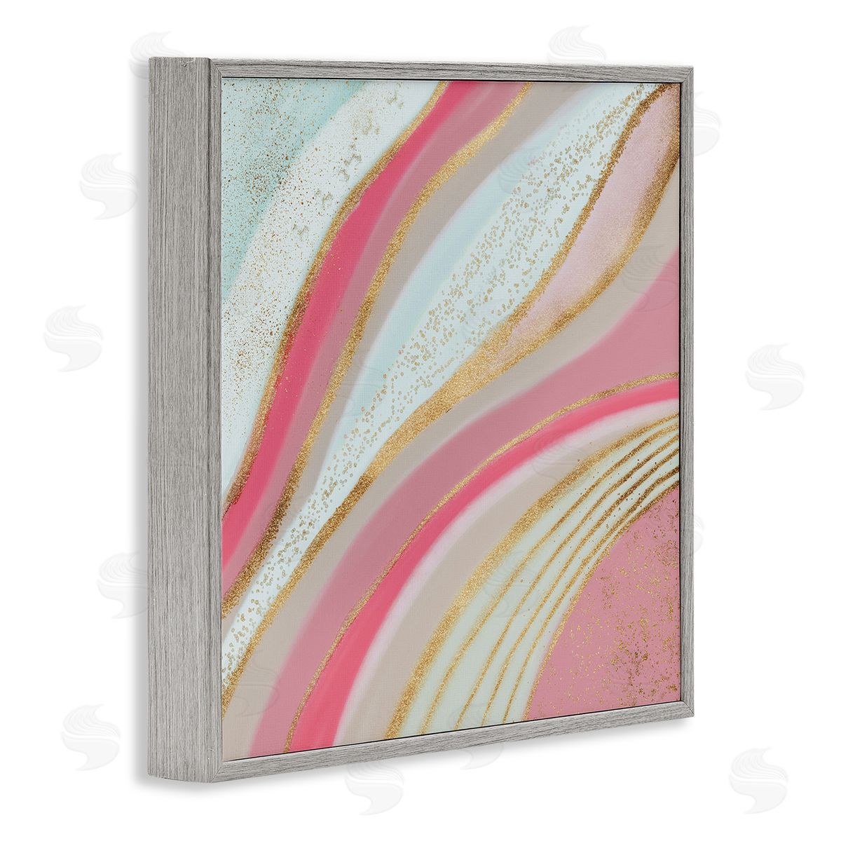Andrea Haase Pink & Glam Waves Gray Framed Giclee Wall Artside_