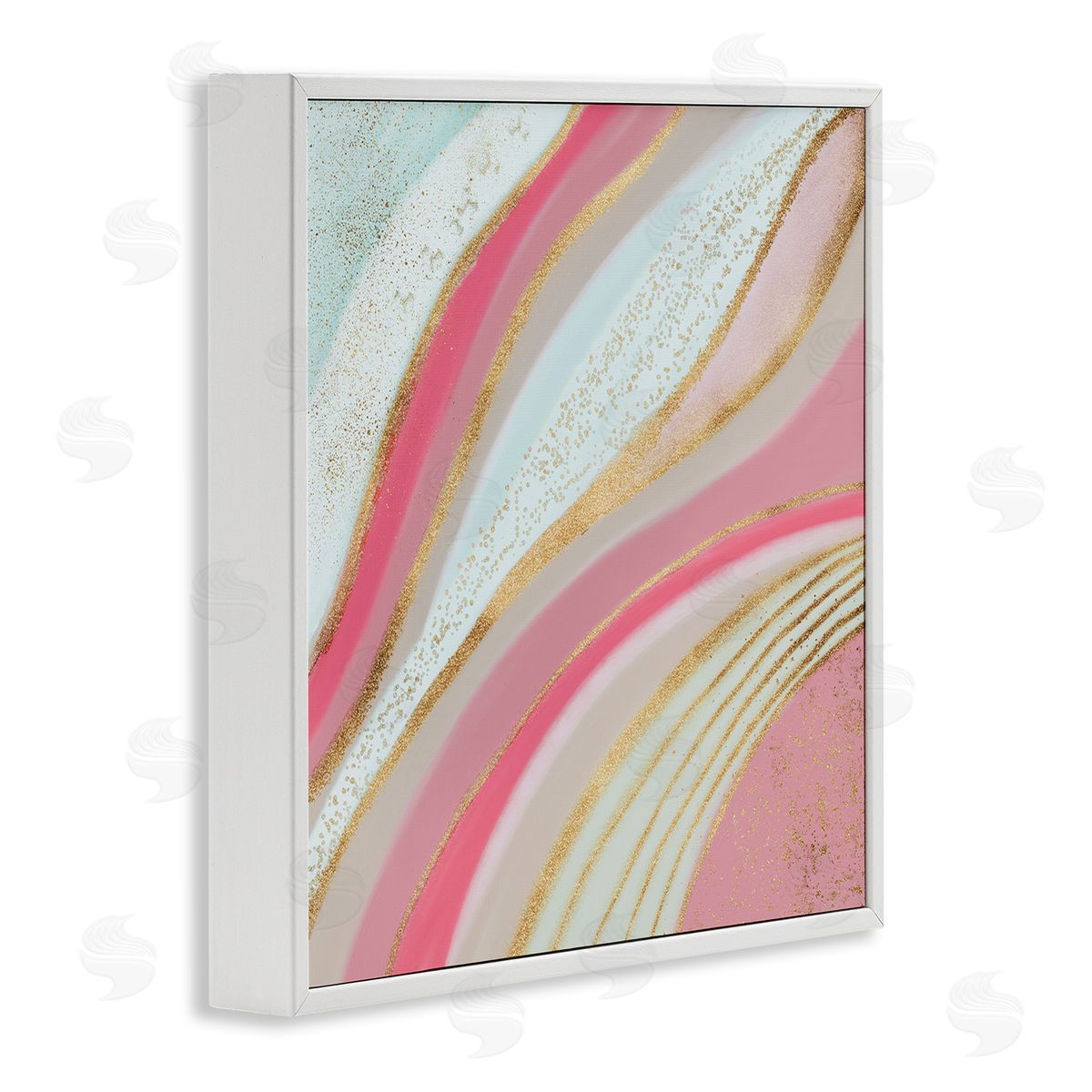 Andrea Haase Pink & Glam Waves White Framed Giclee Wall Artside_