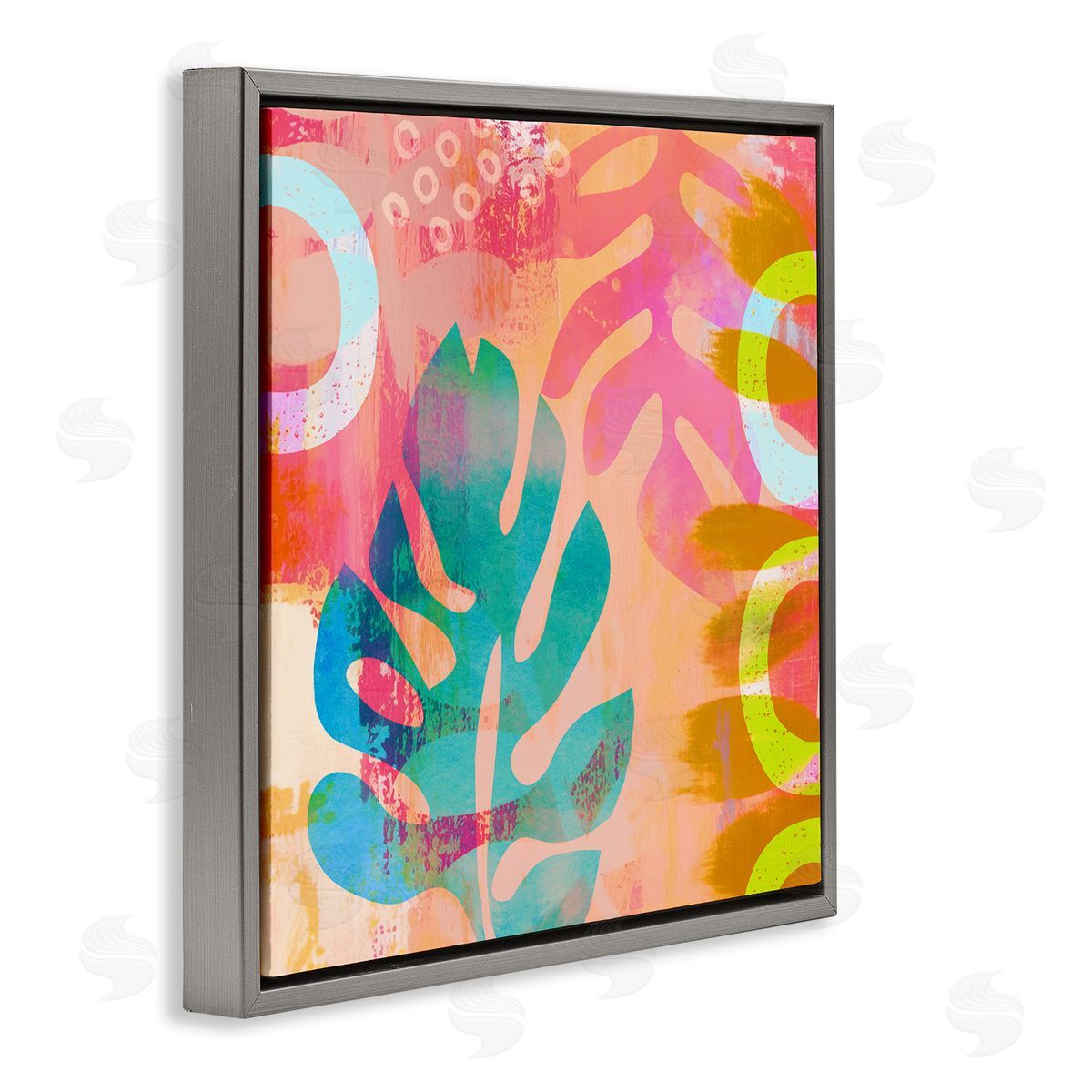 Andrea Haase Bold Plant Leaf Shapes Gray Floater Frame Canvas Artside_