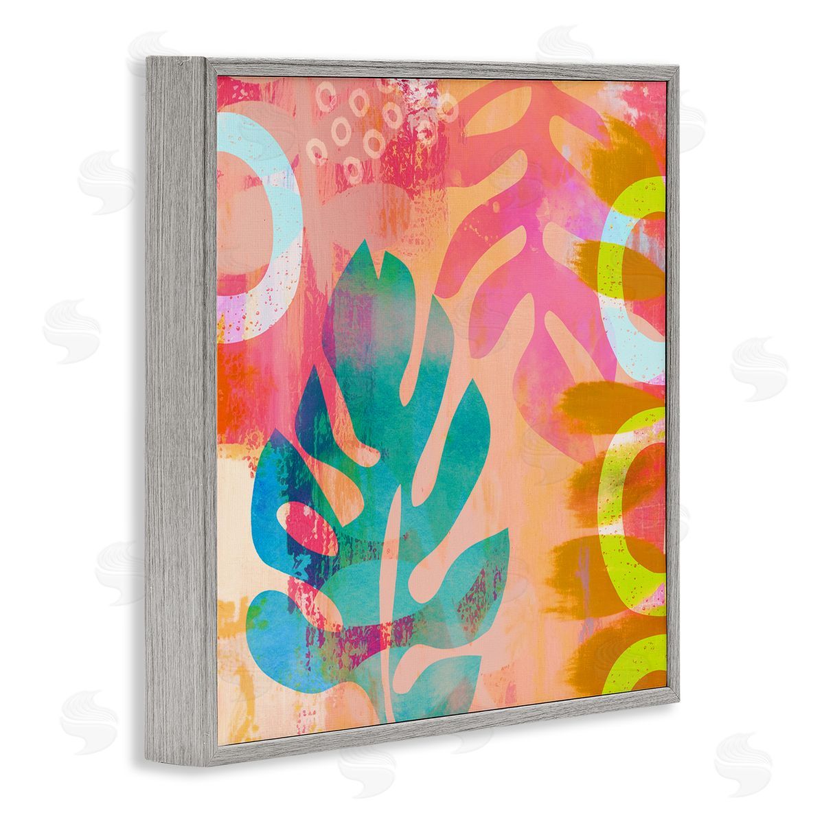 Andrea Haase Bold Plant Leaf Shapes Gray Framed Giclee Wall Artside_
