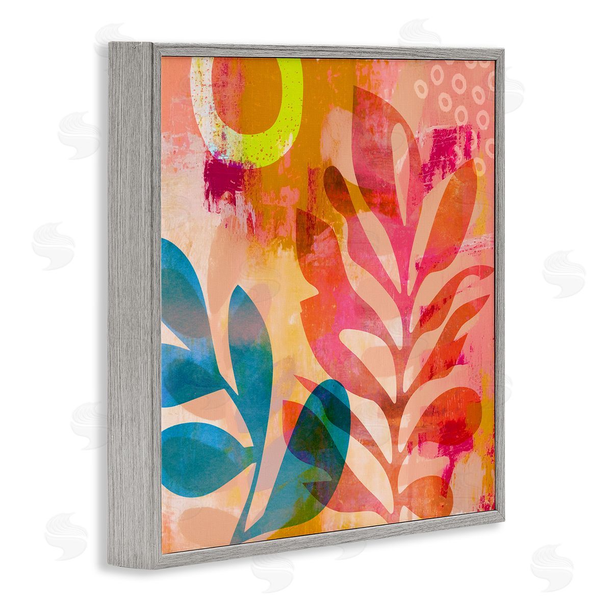 Andrea Haase Modern Leaf Shapes Gray Framed Giclee Wall Artside_
