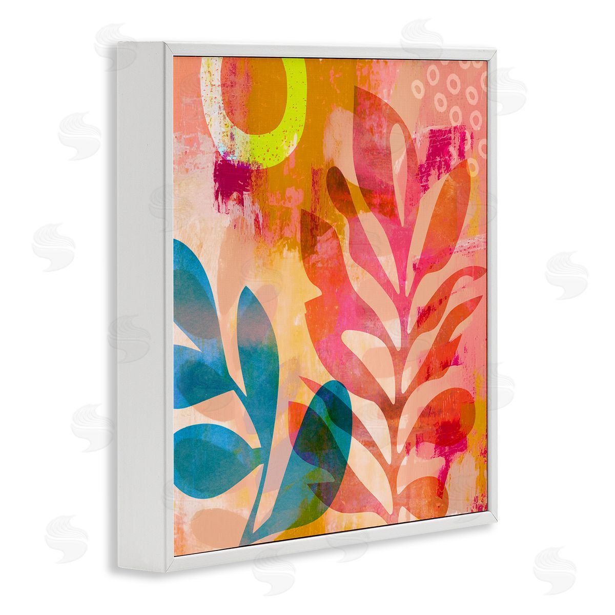 Andrea Haase Modern Leaf Shapes White Framed Giclee Wall Artside_