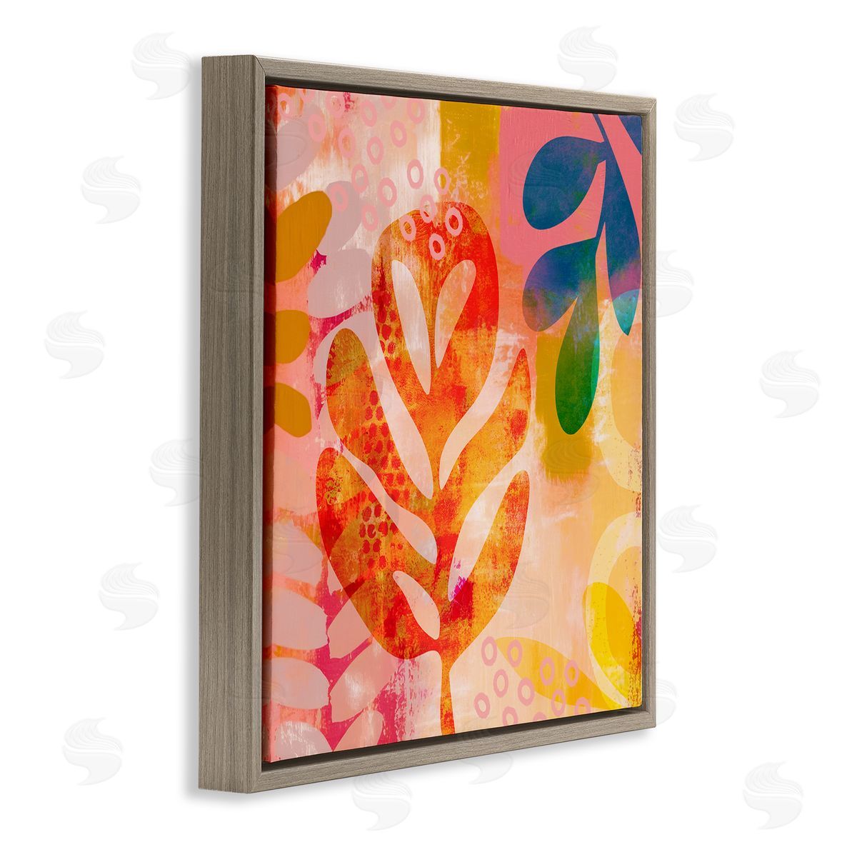 Andrea Haase Vivid Contemporary Leaves Brown Floater Frame Canvas Artside_