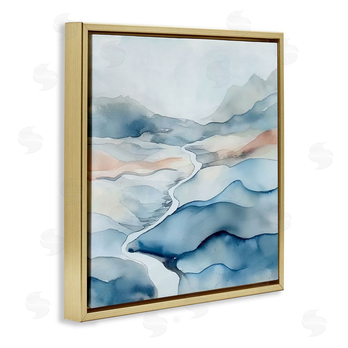 Andrea Haase Abstract Mountain Stream Gold Floater Frame Canvas Artside_