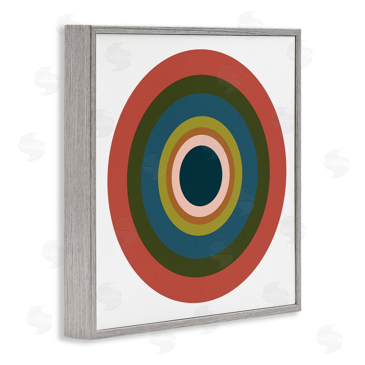 Jim Schlotzhauer Red Modern Circles Gray Framed Giclee Wall Artside_