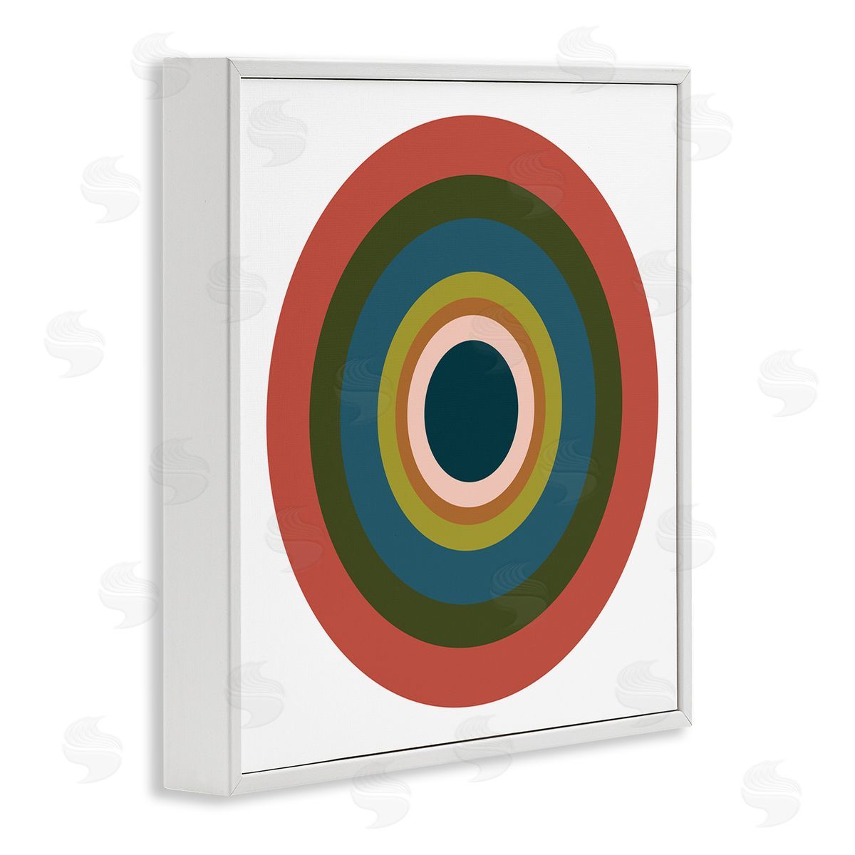 Jim Schlotzhauer Red Modern Circles White Framed Giclee Wall Artside_