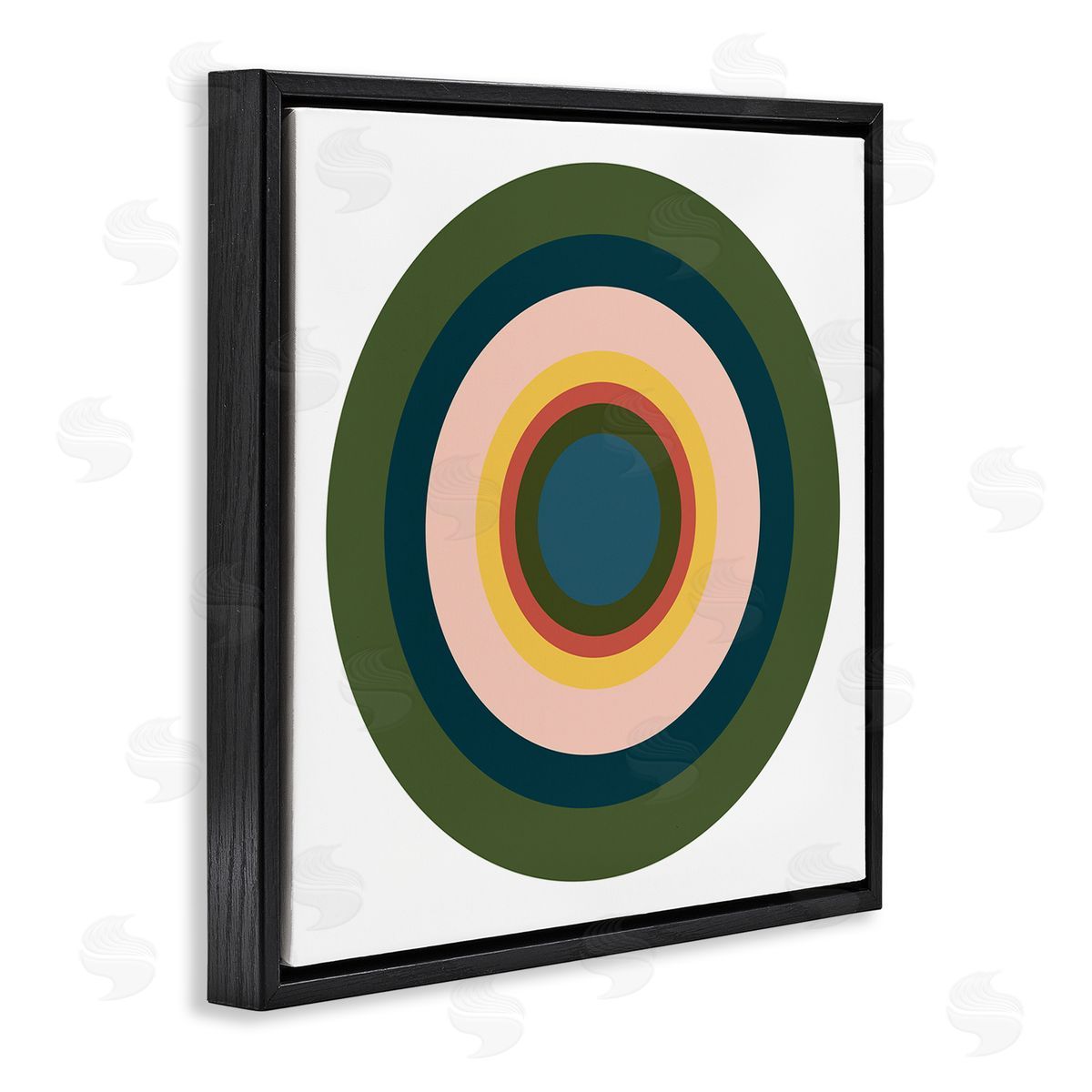 Jim Schlotzhauer Green Muted Circles Black Floater Frame Canvas Artside_