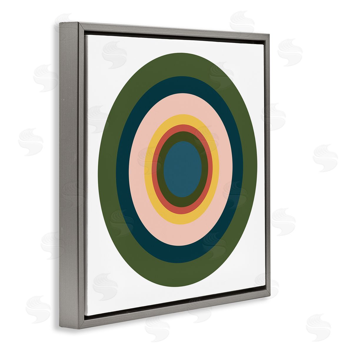 Jim Schlotzhauer Green Muted Circles Gray Floater Frame Canvas Artside_