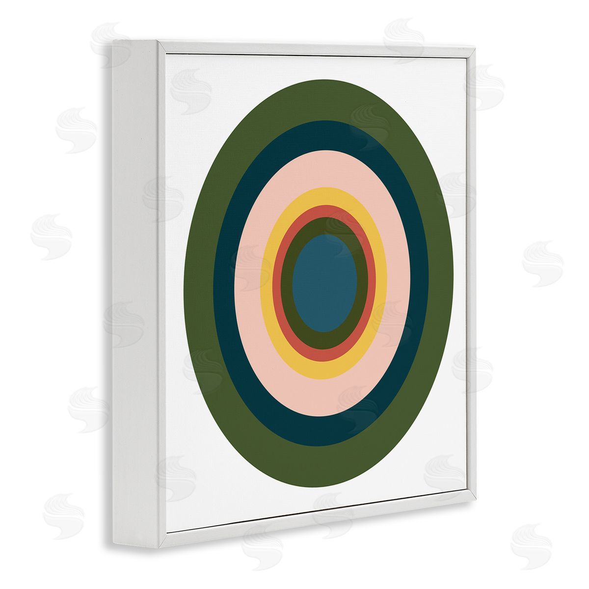Jim Schlotzhauer Green Muted Circles White Framed Giclee Wall Artside_