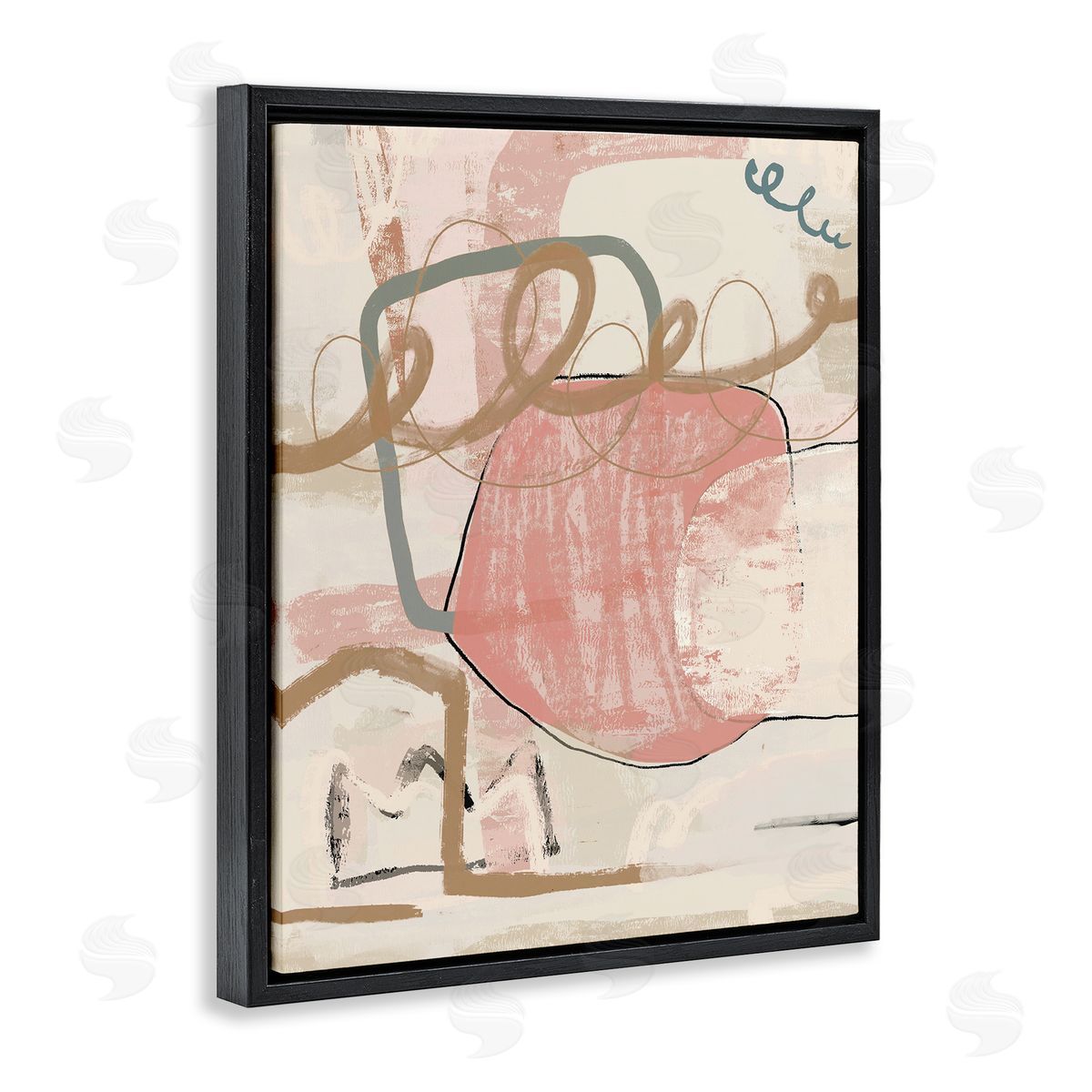 Leah Straatsma Pink Squiggle Abstraction Black Floater Frame Canvas Artside_