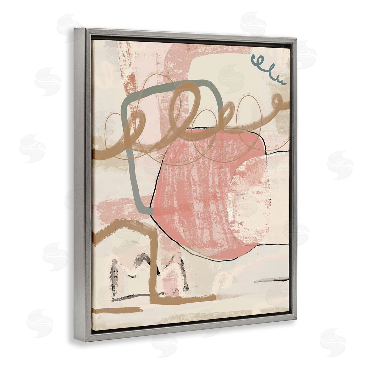 Leah Straatsma Pink Squiggle Abstraction Gray Floater Frame Canvas Artside_