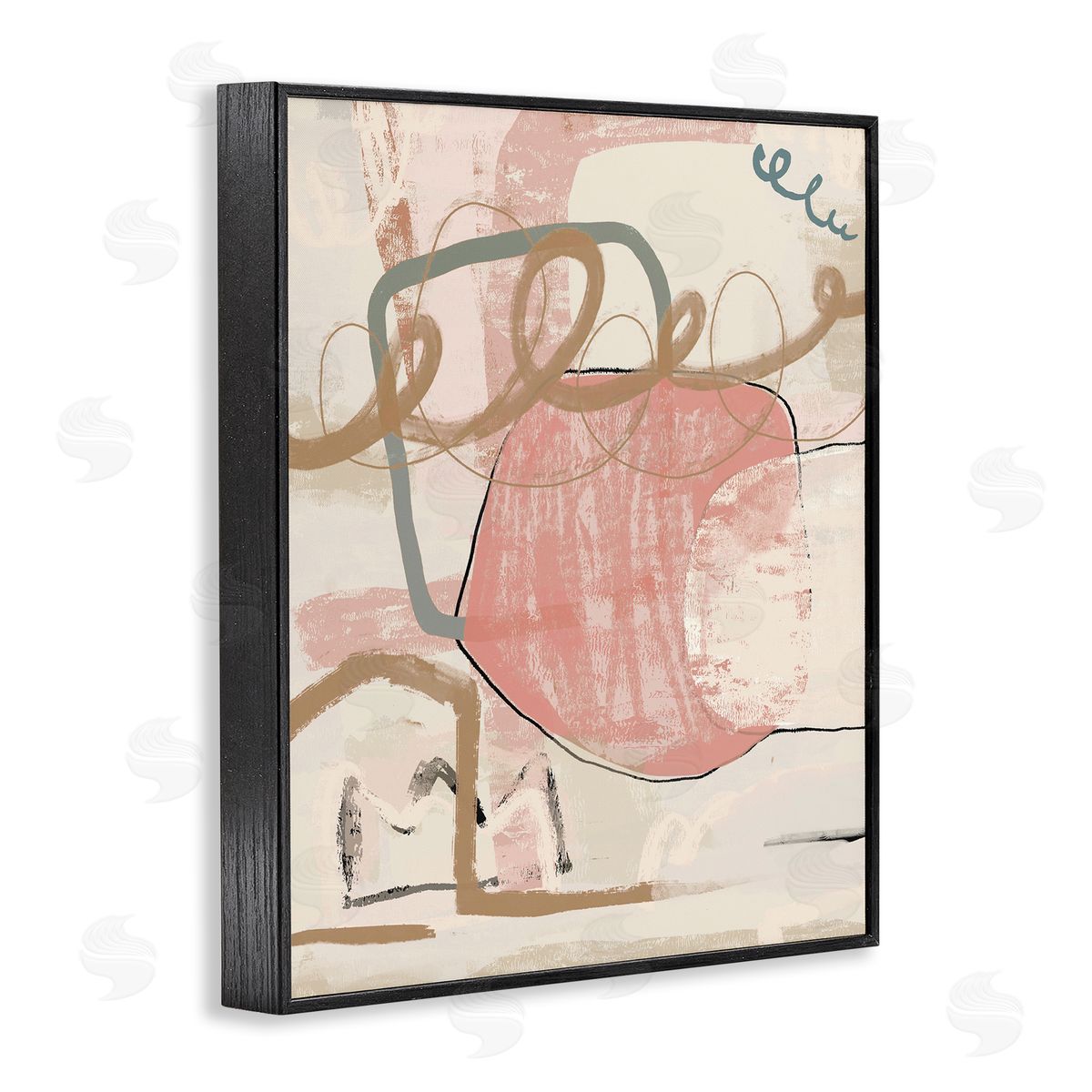 Leah Straatsma Pink Squiggle Abstraction Black Framed Giclee Wall Artside_