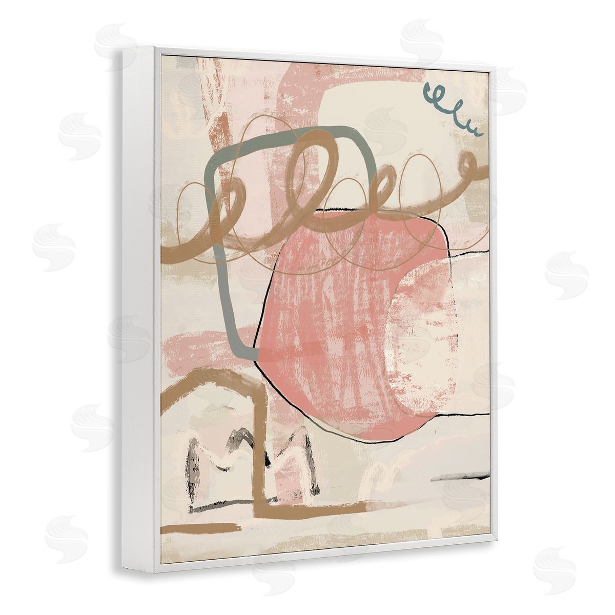 Leah Straatsma Pink Squiggle Abstraction White Framed Giclee Wall Artside_