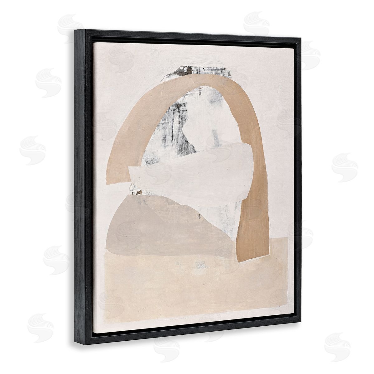 Design Fabrikken Simple Beige Abstract Black Floater Frame Canvas Artside_