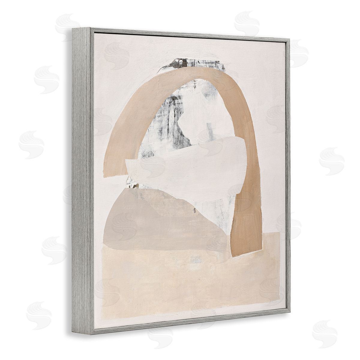 Design Fabrikken Simple Beige Abstract Gray Framed Giclee Wall Artside_