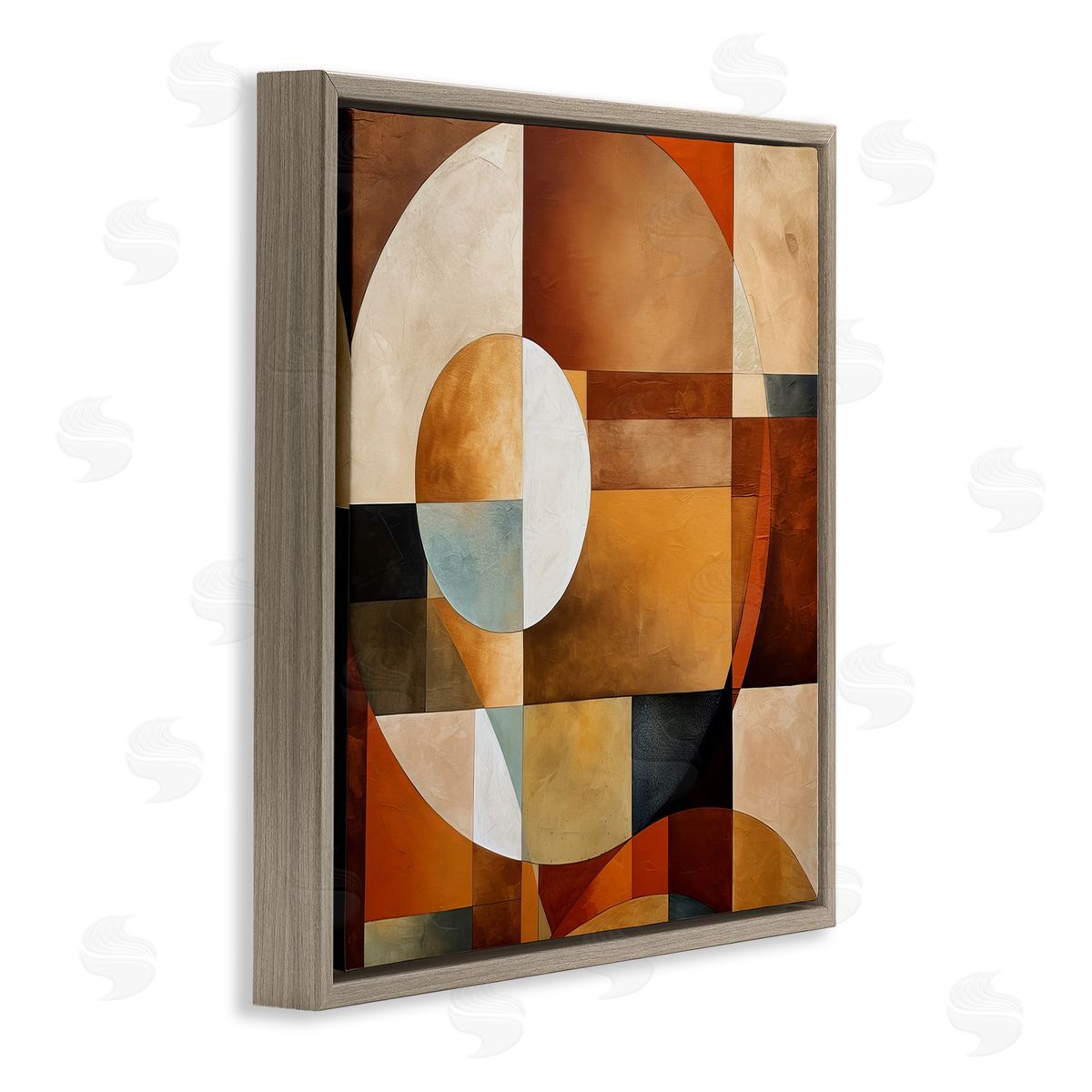 Irena Orlov Modern Shapes Pattern Brown Floater Frame Canvas Artside_