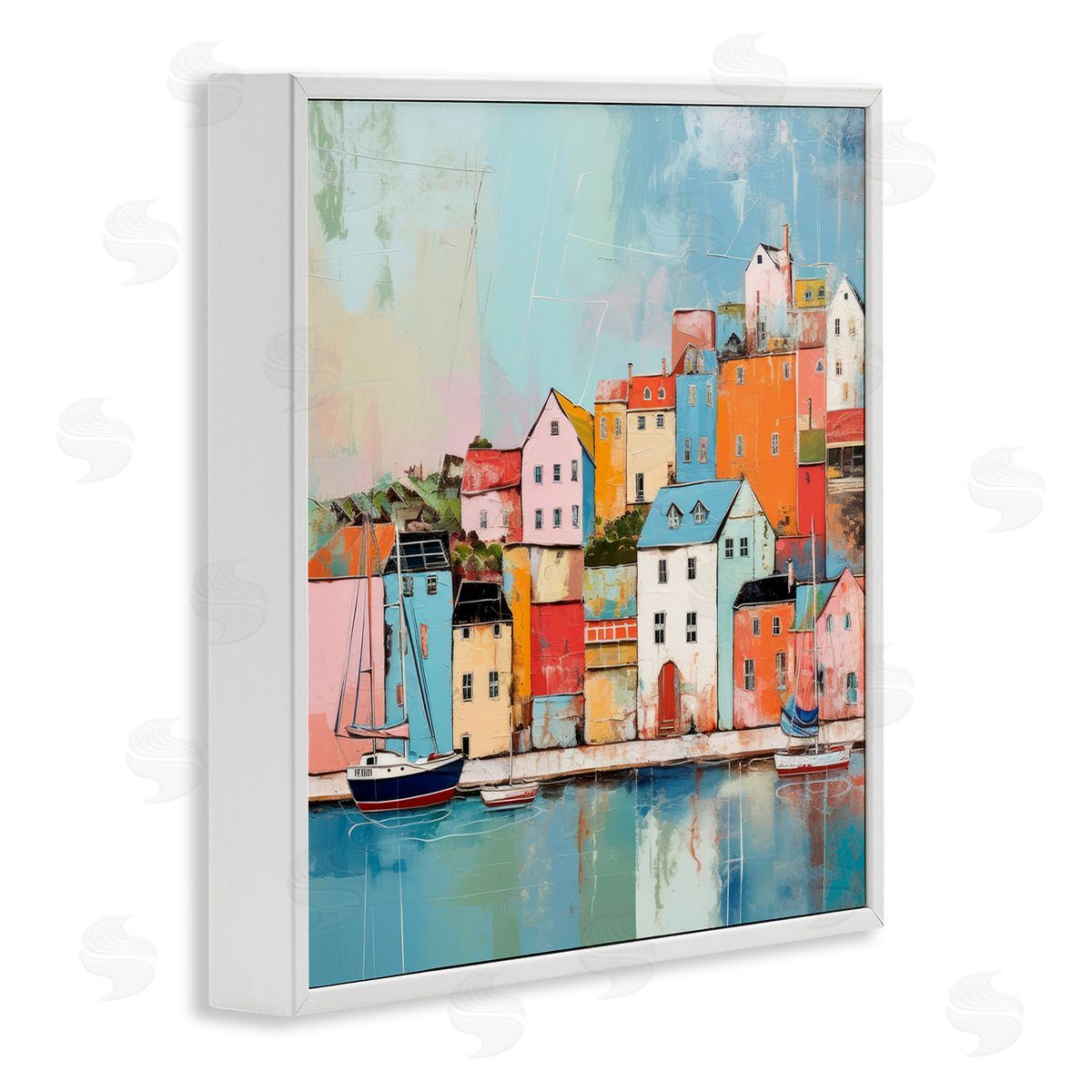 Irena Orlov Seaside Town Landscape White Framed Giclee Wall Artside_