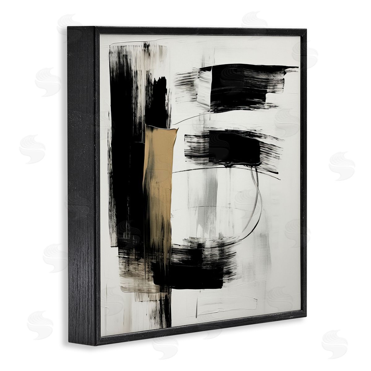 Irena Orlov Black Brush Strokes Black Framed Giclee Wall Artside_