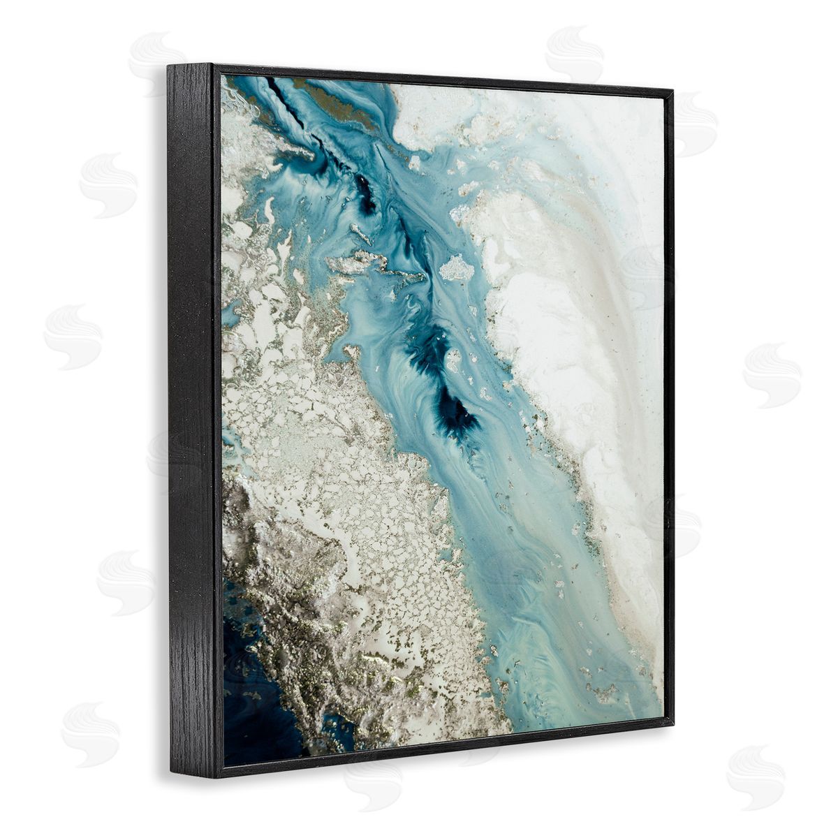 Petra Meikle de Vlas Glam Blue Geode Black Framed Giclee Wall Artside_