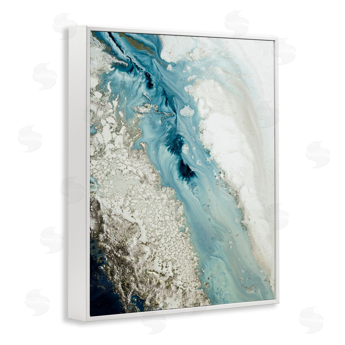Petra Meikle de Vlas Glam Blue Geode White Framed Giclee Wall Artside_