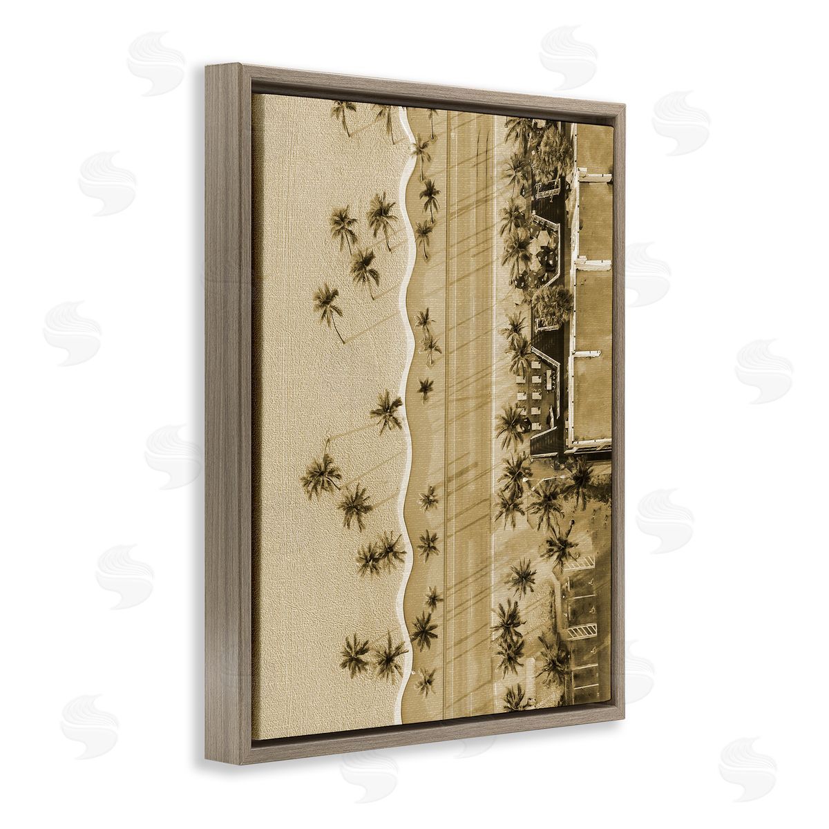 Stupell Studio Tropical Aerial View Brown Floater Frame Canvas Artside_