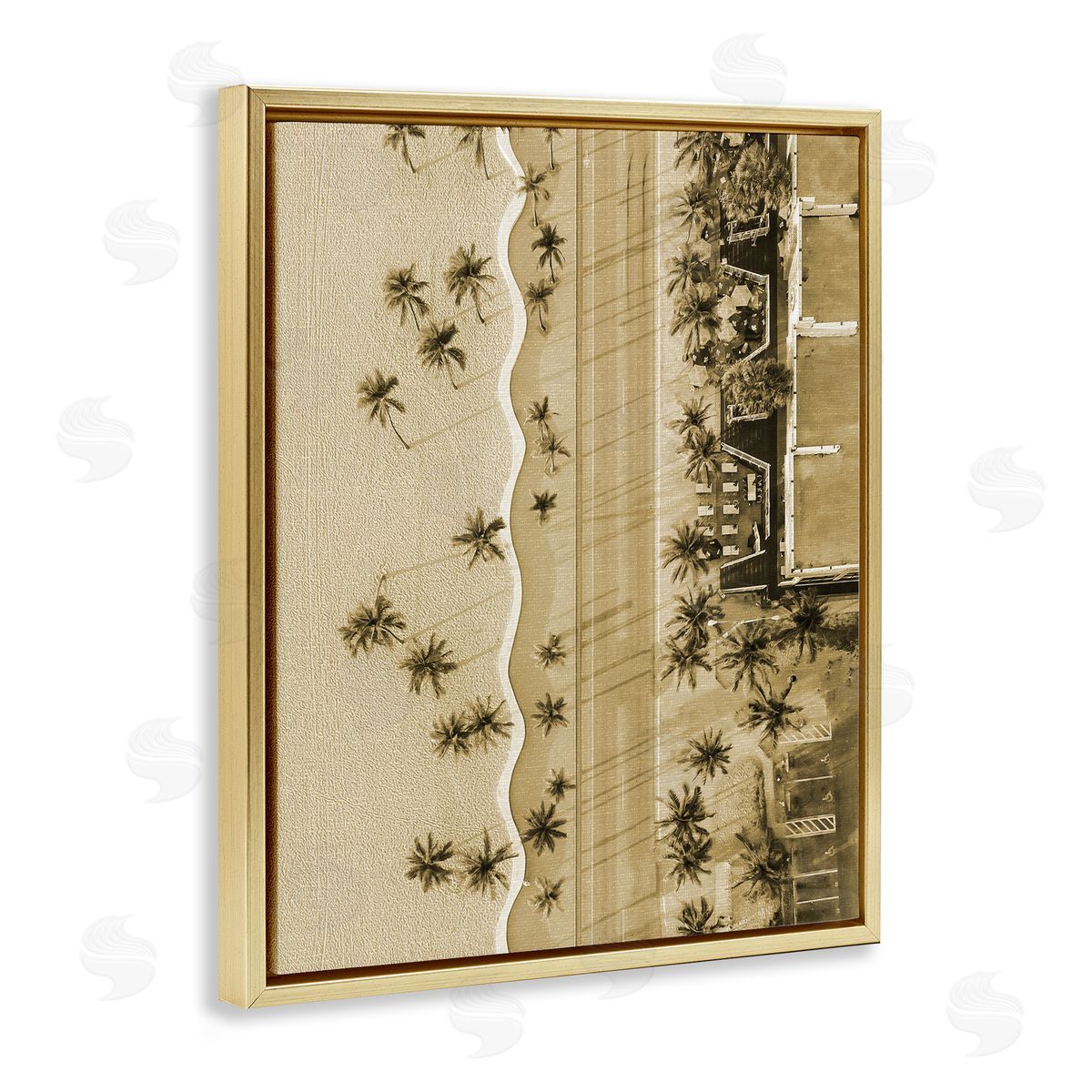 Stupell Studio Tropical Aerial View Gold Floater Frame Canvas Artside_