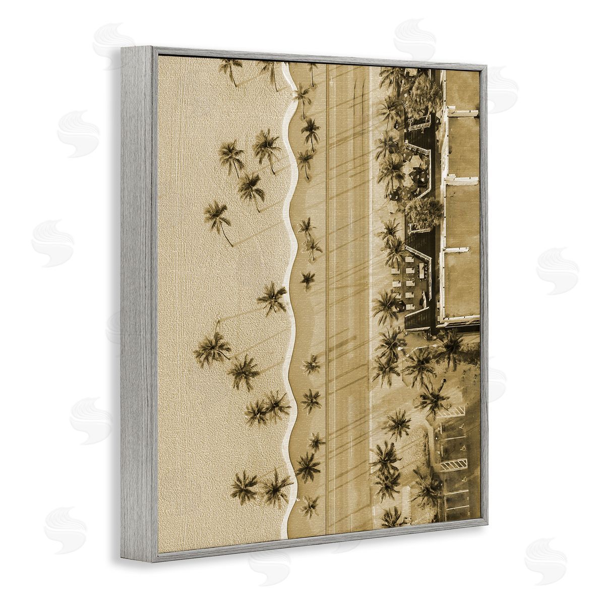 Stupell Studio Tropical Aerial View Gray Framed Giclee Wall Artside_
