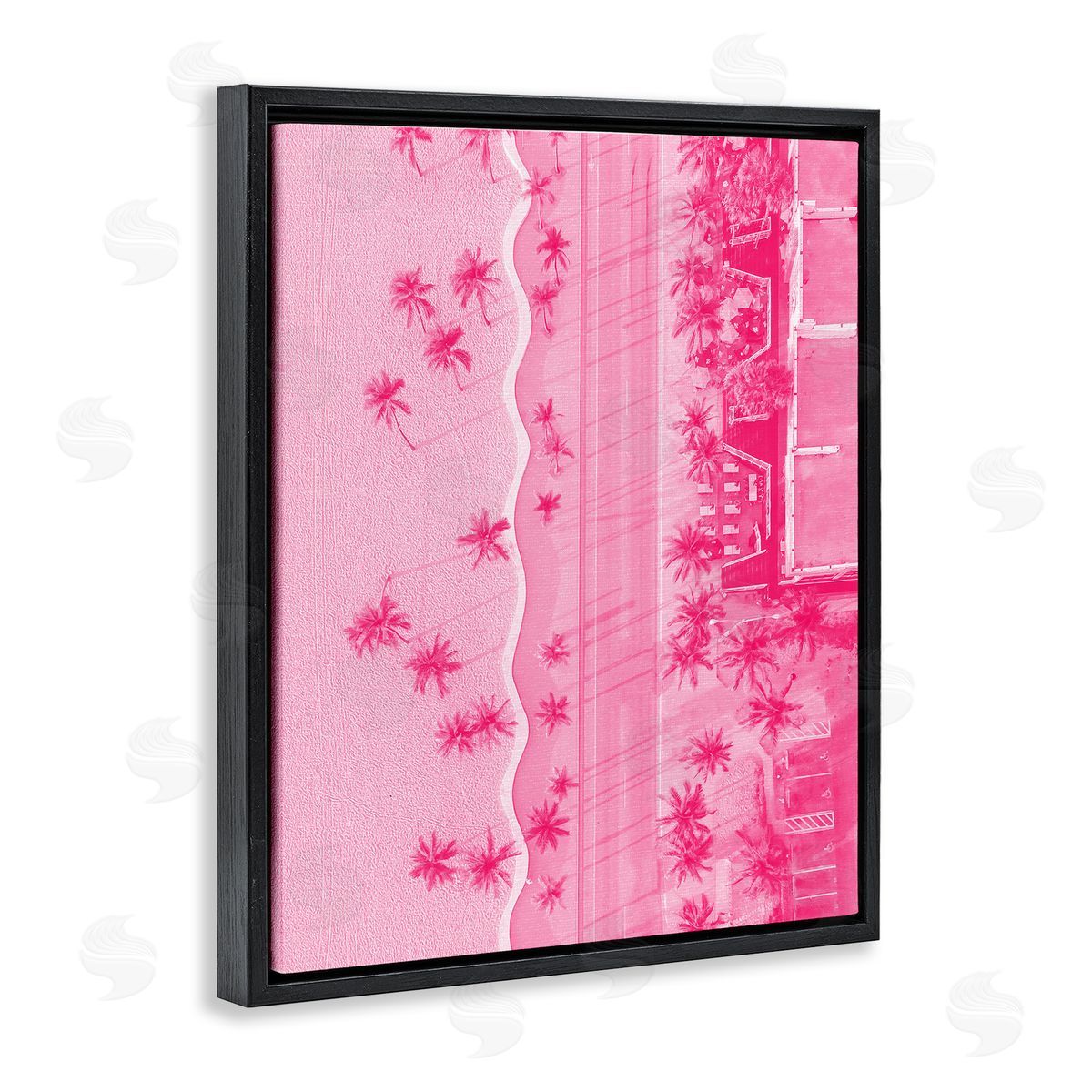 Stupell Studio Pink Aerial Tropical Landscape Black Floater Frame Canvas Artside_