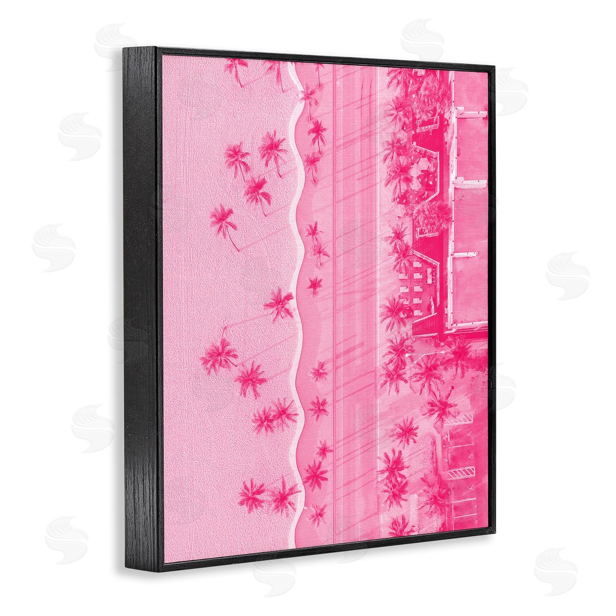 Stupell Studio Pink Aerial Tropical Landscape Black Framed Giclee Wall Artside_