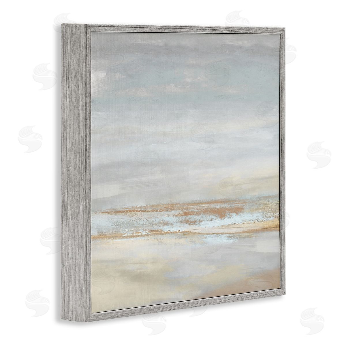 Rachel Springer Abstract Coastline Painting Gray Framed Giclee Wall Artside_