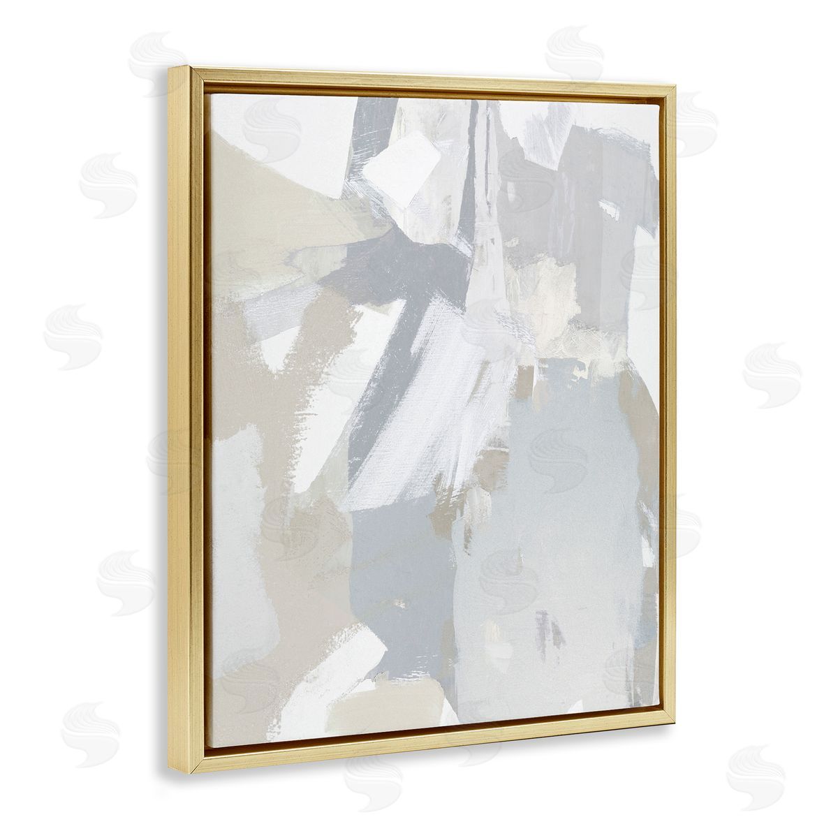 Rachel Springer Abstract Grey Collage Gold Floater Frame Canvas Artside_